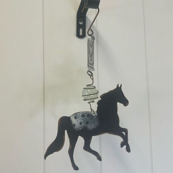 Metal Horse Wall Hanging Home Decor Black Hook Included 9" Long Gift - Picture 1 of 5